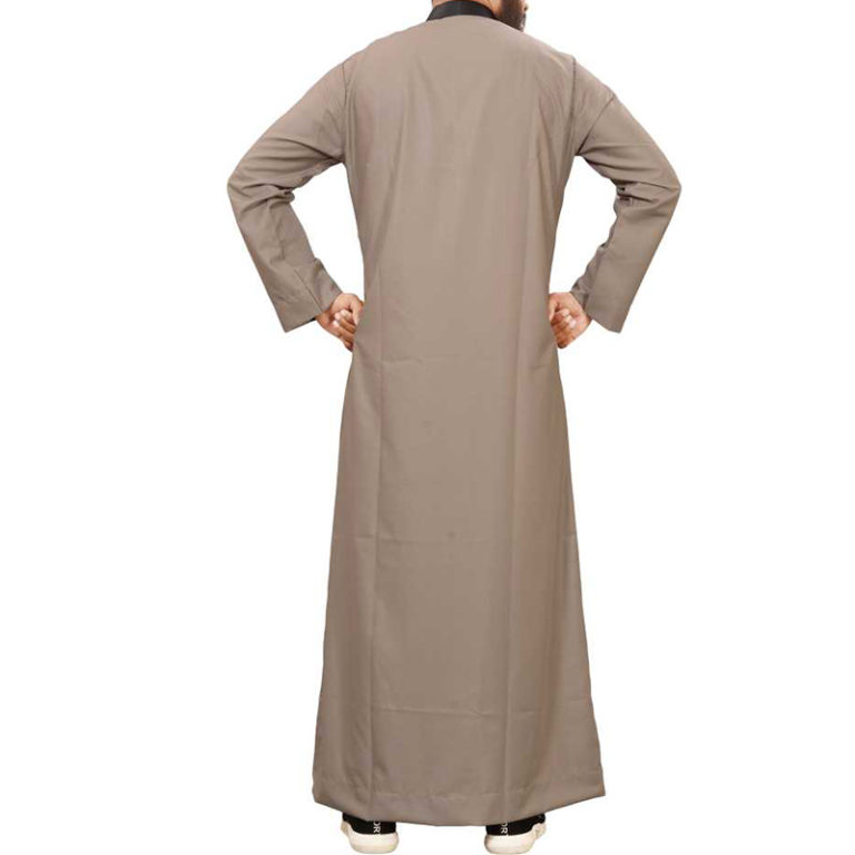 Men Color Block, Checkered Cotton Blend Straight Thobe - Image 4