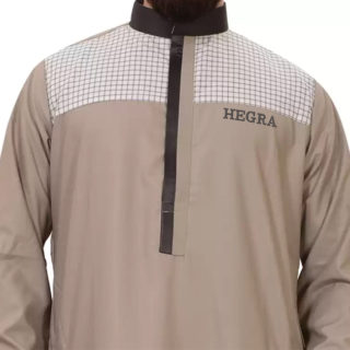Men Color Block, Checkered Cotton Blend Straight Thobe