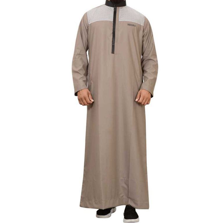 Men Color Block, Checkered Cotton Blend Straight Thobe - Image 2