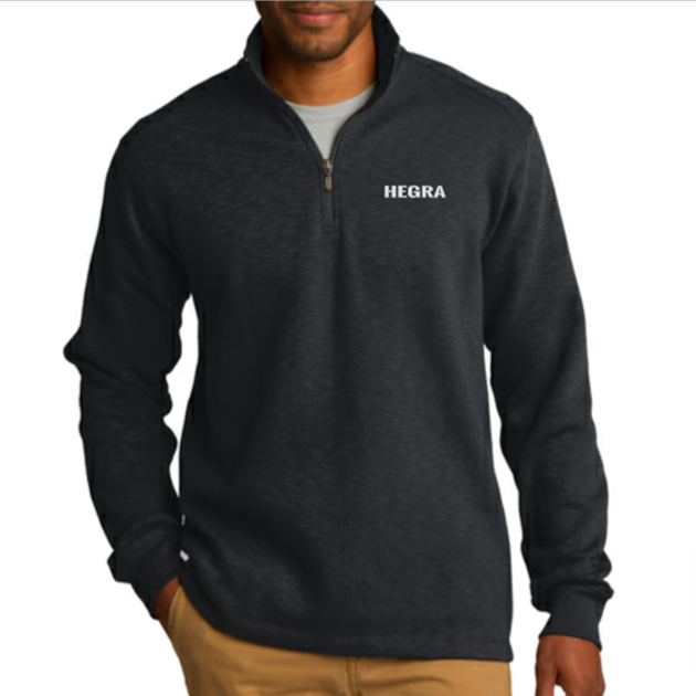 Black Slub Fleece 1 4 Zip Pullover
